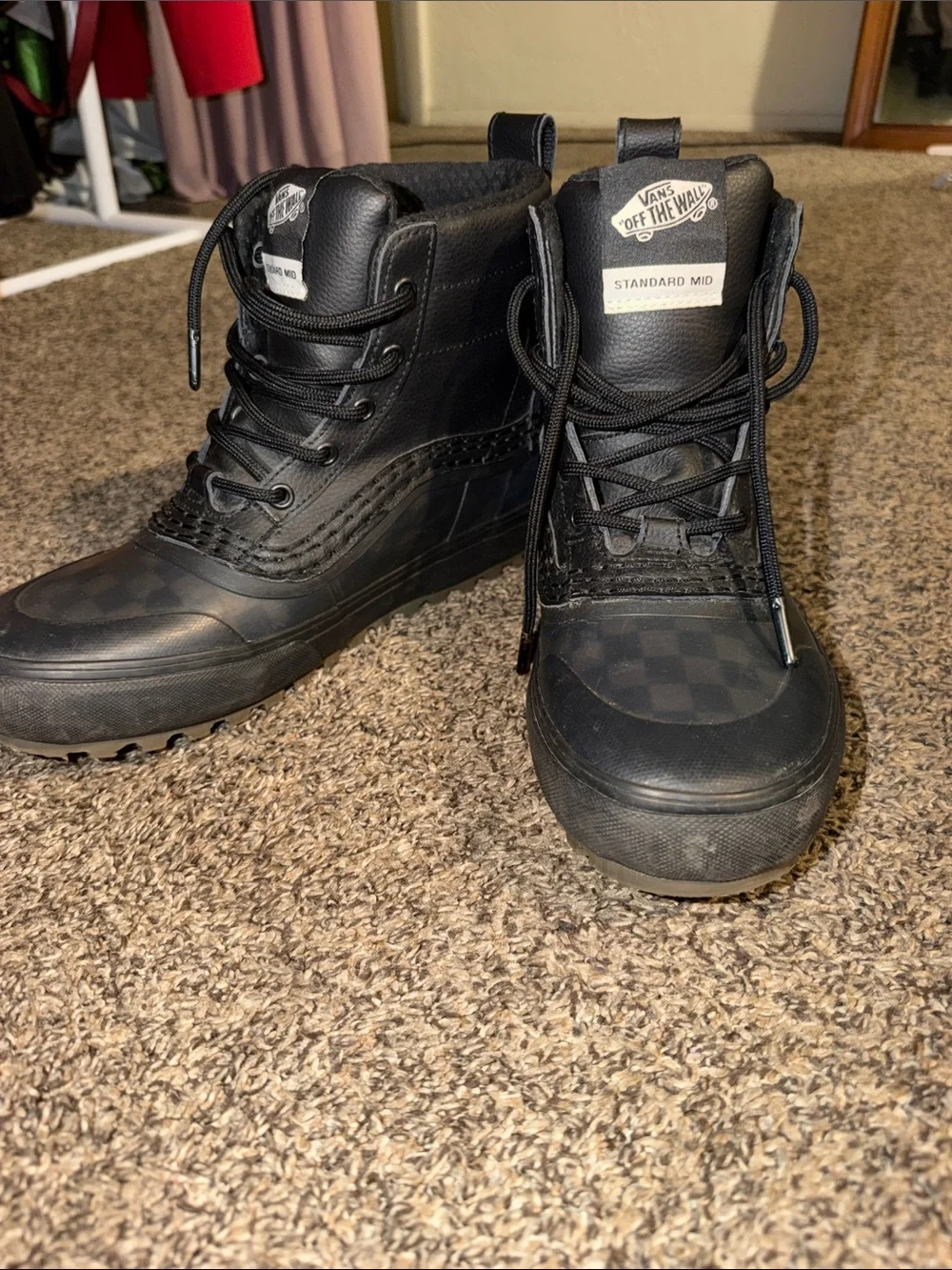 Vans Black Checkerboard Standard Mid Men's Boots
